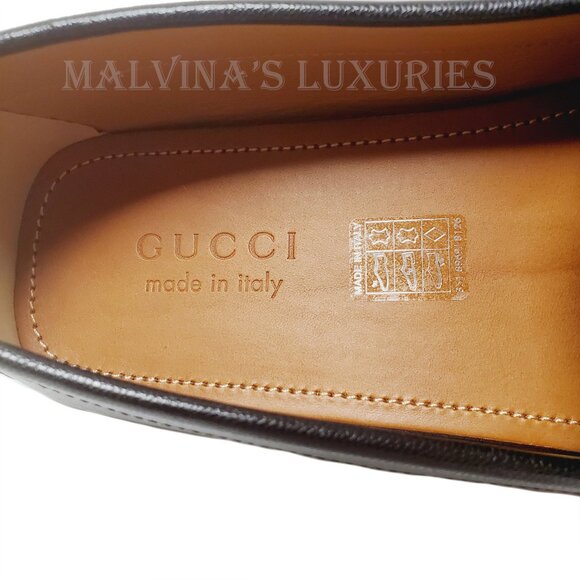 GUCCI SHOES MENS BLACK LEATHER HALF HORSEBIT DRIVER LOAFERS sz 10 / 10.5 US - Picture 12 of 15